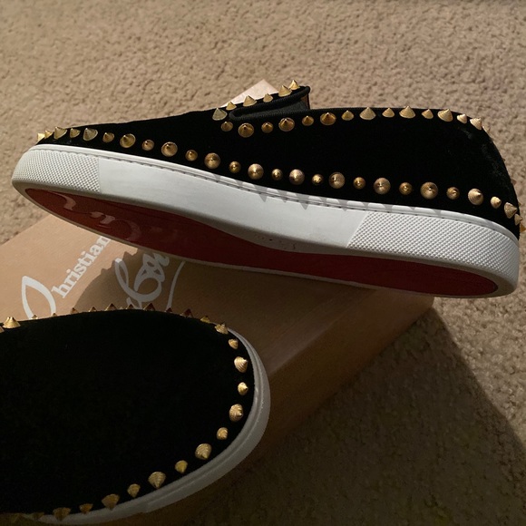 Christian Louboutin Velvet Spiked Sneakers - Picture 3 of 8